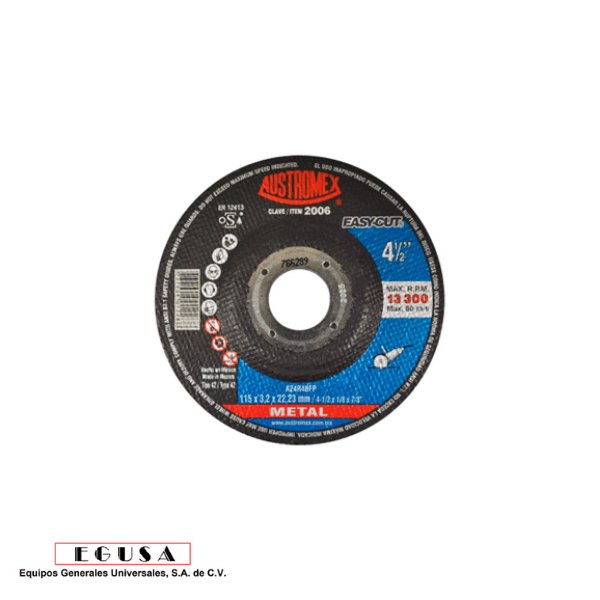 Disco abrasivo para corte de metal de 115 x 3.2 x 22.23 mm